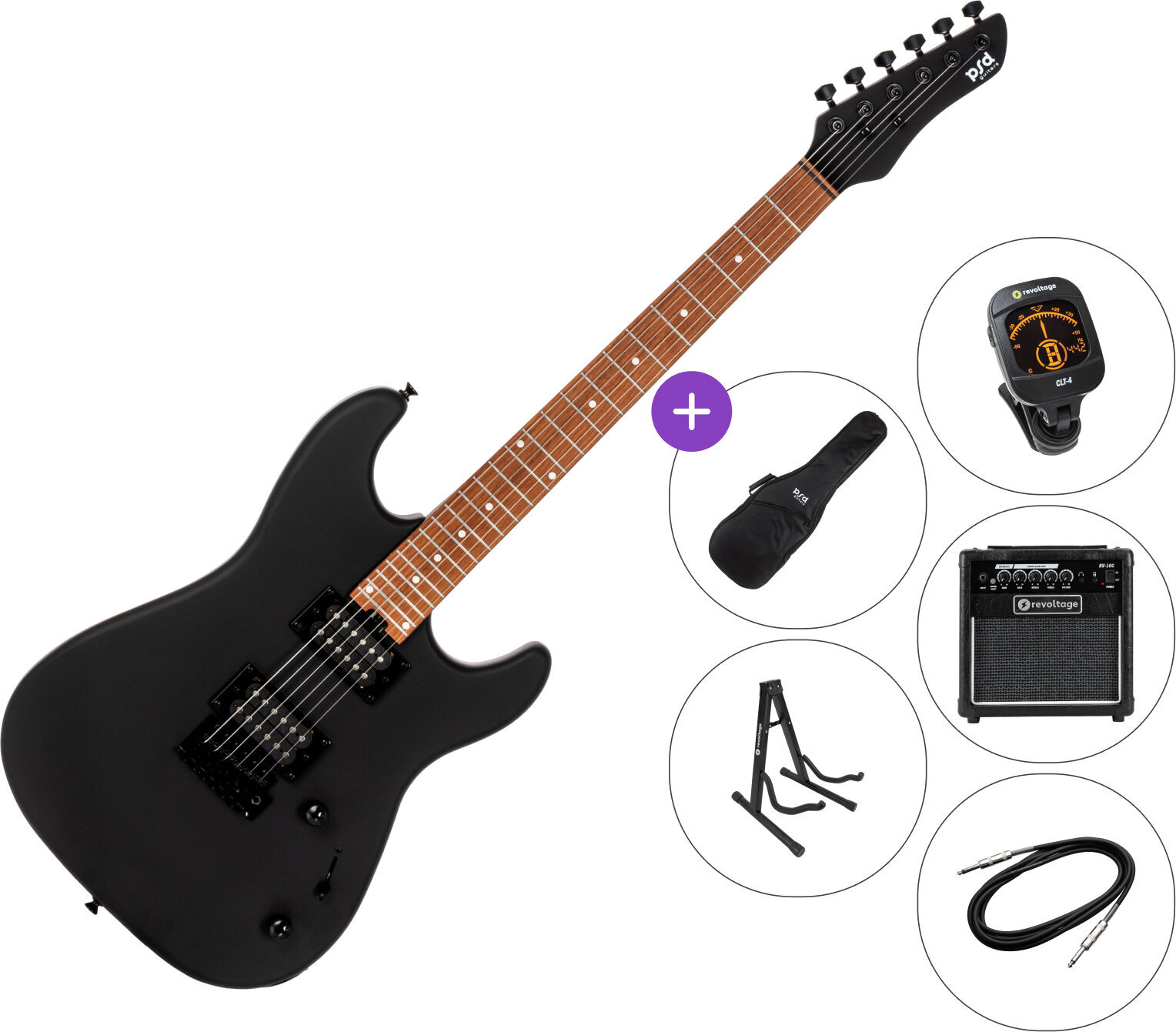Gitara elektryczna PSD Guitars SPS-100M SET Matte Black Gitara elektryczna