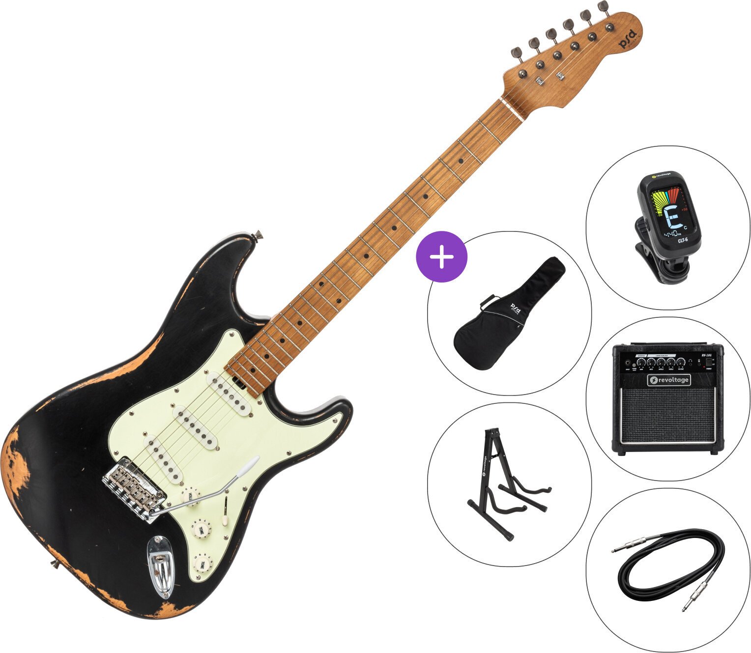 Електрическа китара PSD Guitars STC-300R SET Black Електрическа китара