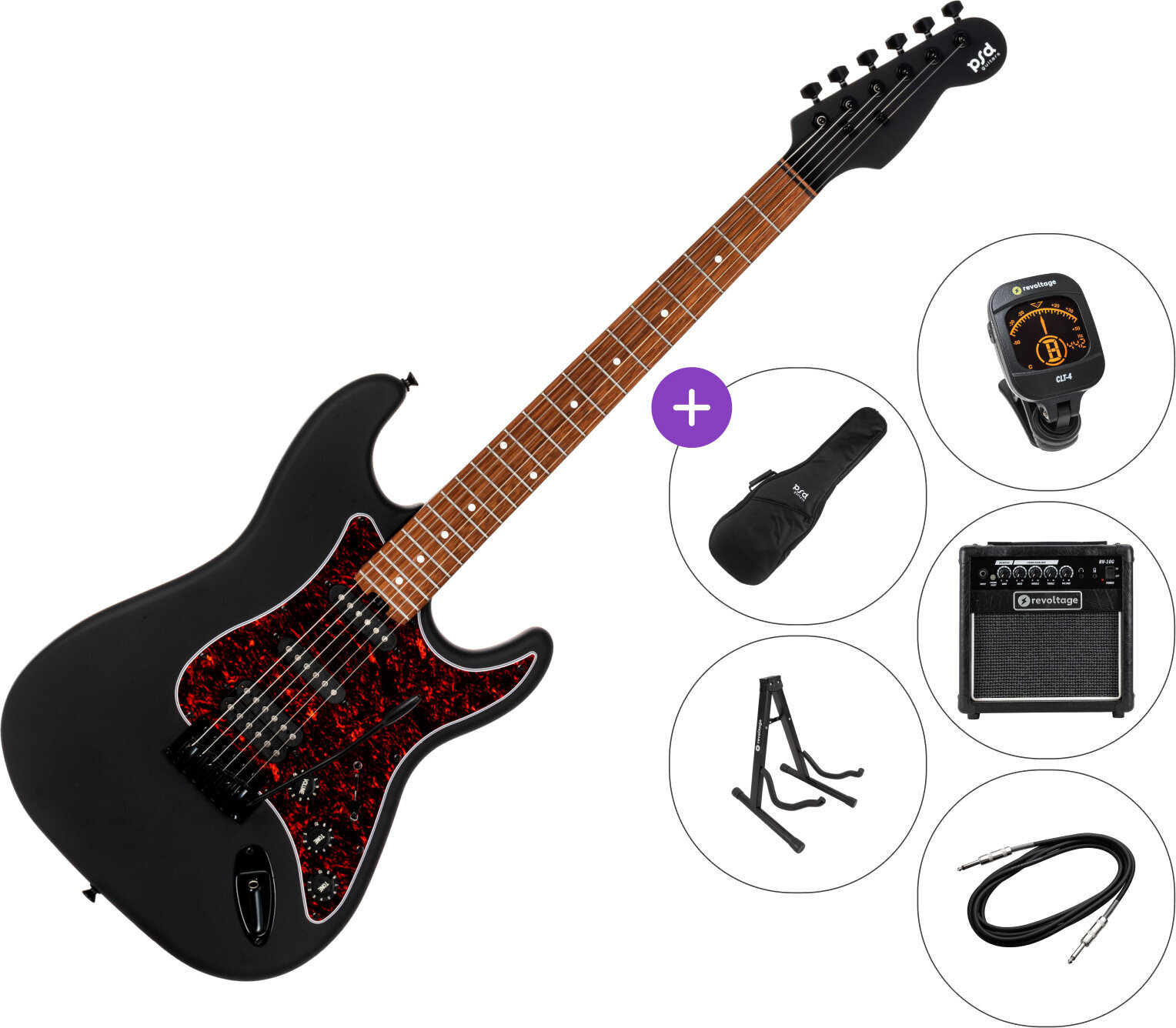 Gitara elektryczna PSD Guitars STC-100M-HSS SET Matte Black Gitara elektryczna