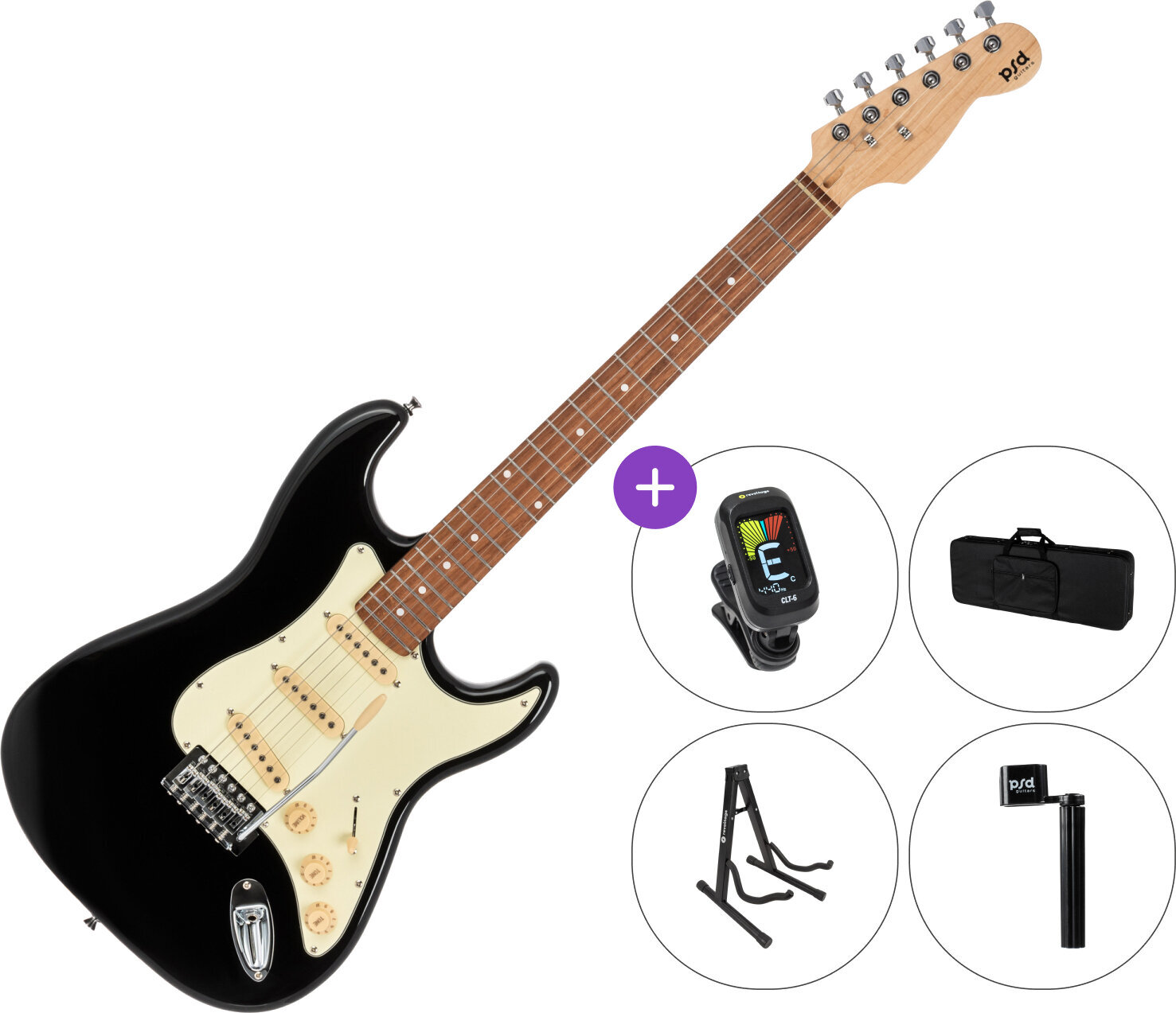 Gitara elektryczna PSD Guitars STC-100 SET 2 Black Gitara elektryczna