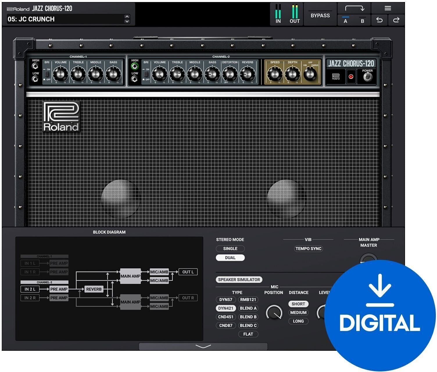 Plug-in de software para processadores FX Roland JC-120 (Produto digital)