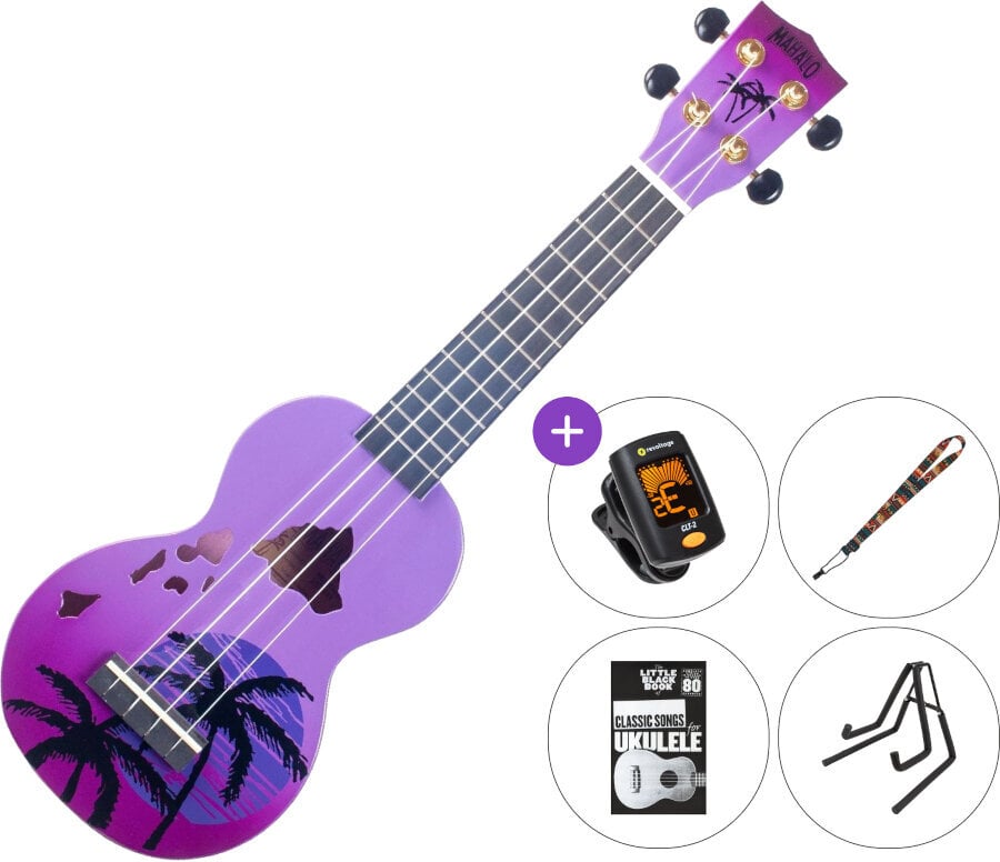 Sopran ukulele Mahalo Hawaii SET 2 Hawaii Purple Burst Sopran ukulele
