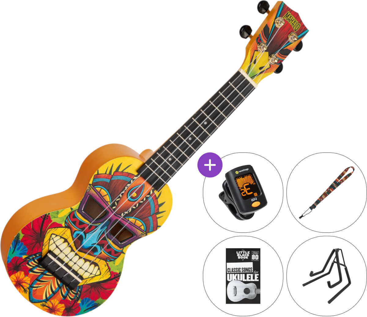 Soprano ukulele Mahalo MA1TK Art Series SET 2 Tiki Soprano ukulele