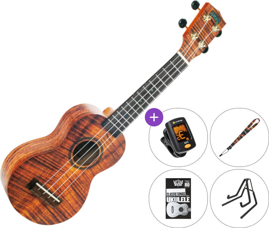 Soprano Ukulele Mahalo MA1KA Artist Elite Series SET 2 Photo Flame Koa Soprano Ukulele