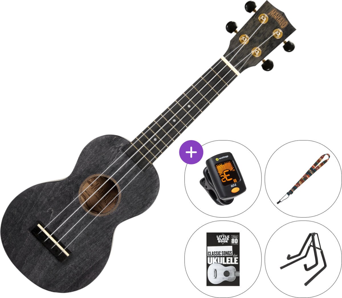 Ukulele soprano Mahalo MS1TBK SET 2 Transparent Black Ukulele soprano