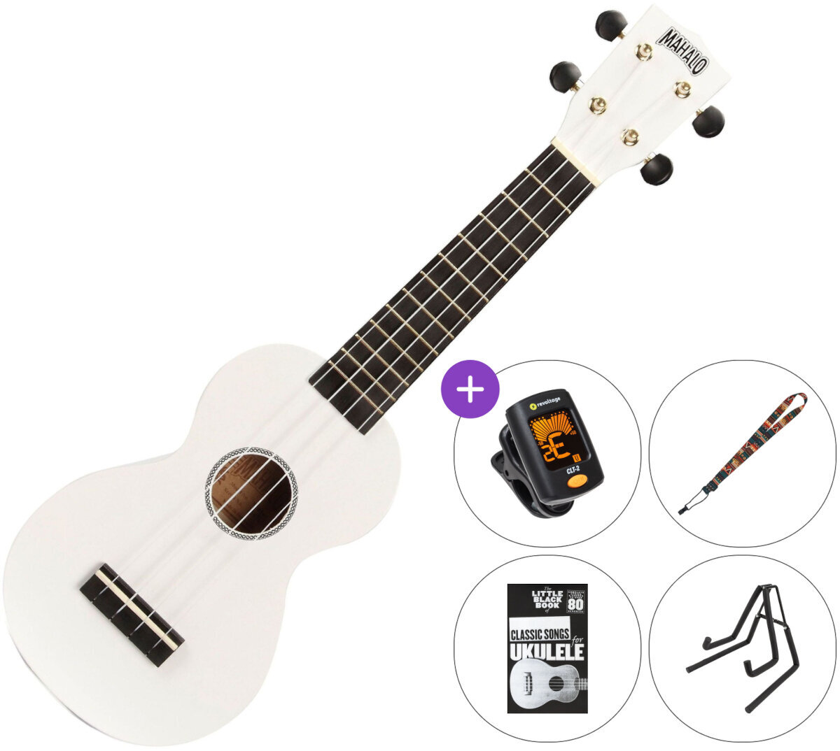 Soprano ukulele Mahalo MR1 SET 2 White Soprano ukulele