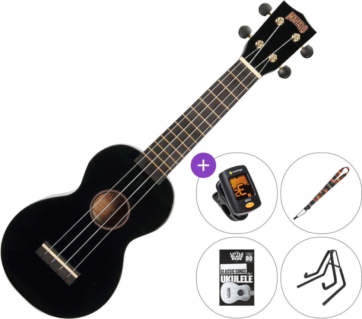 Sopránové ukulele Mahalo MR1 SET 2 Black Sopránové ukulele