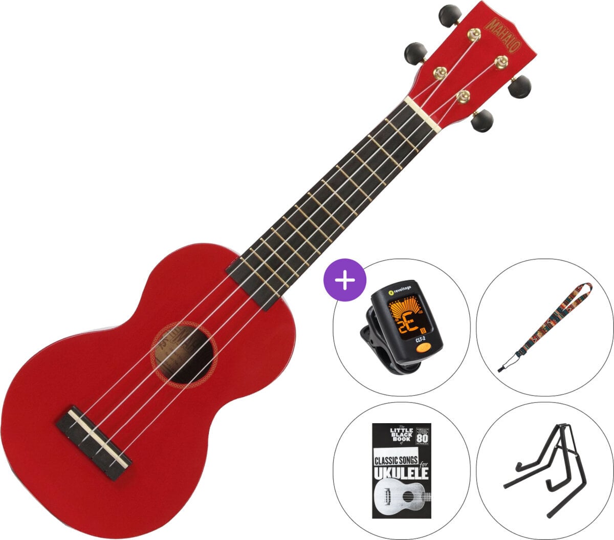 Soprano ukulele Mahalo MR1 SET 2 Red Soprano ukulele