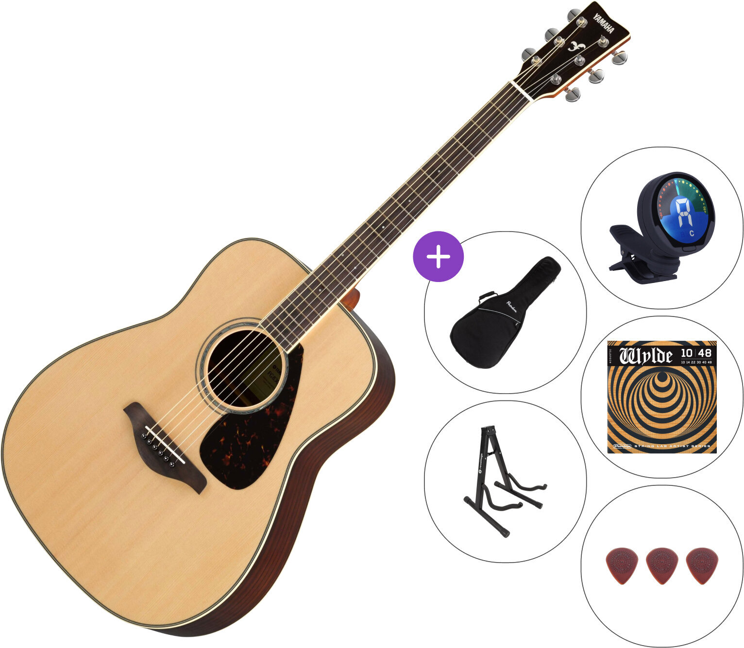 Akusztikus gitár Yamaha FG830 SET 2 Natural Akusztikus gitár