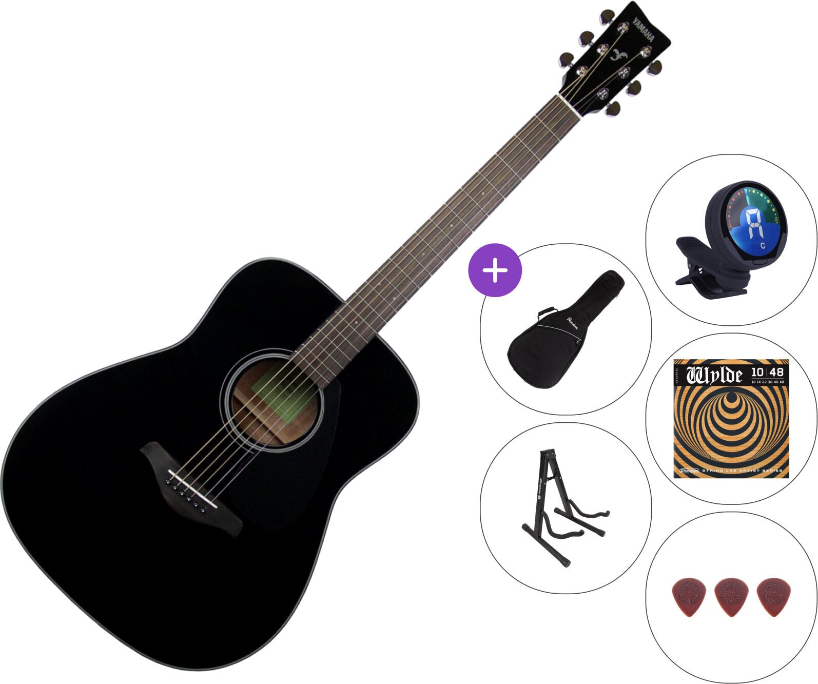 Akustická gitara Yamaha FG800 SET 2 Black Akustická gitara