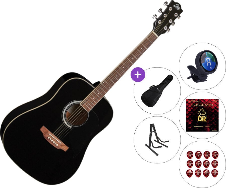 Akustická gitara Eko guitars Ranger 6 SET 2 Black Akustická gitara