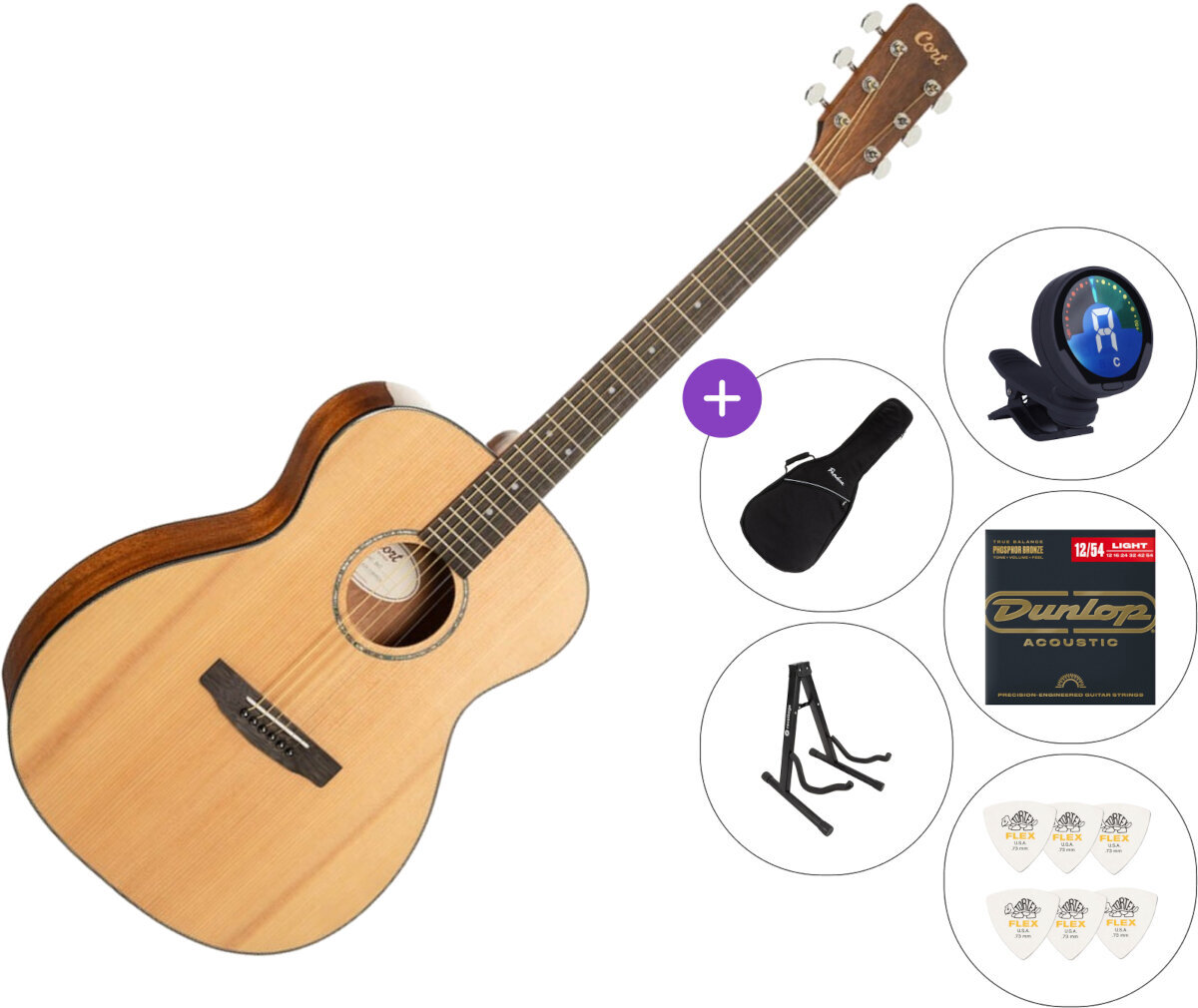 Akustická kytara Jumbo Cort L60 SET 2 Natural Gloss Akustická kytara Jumbo