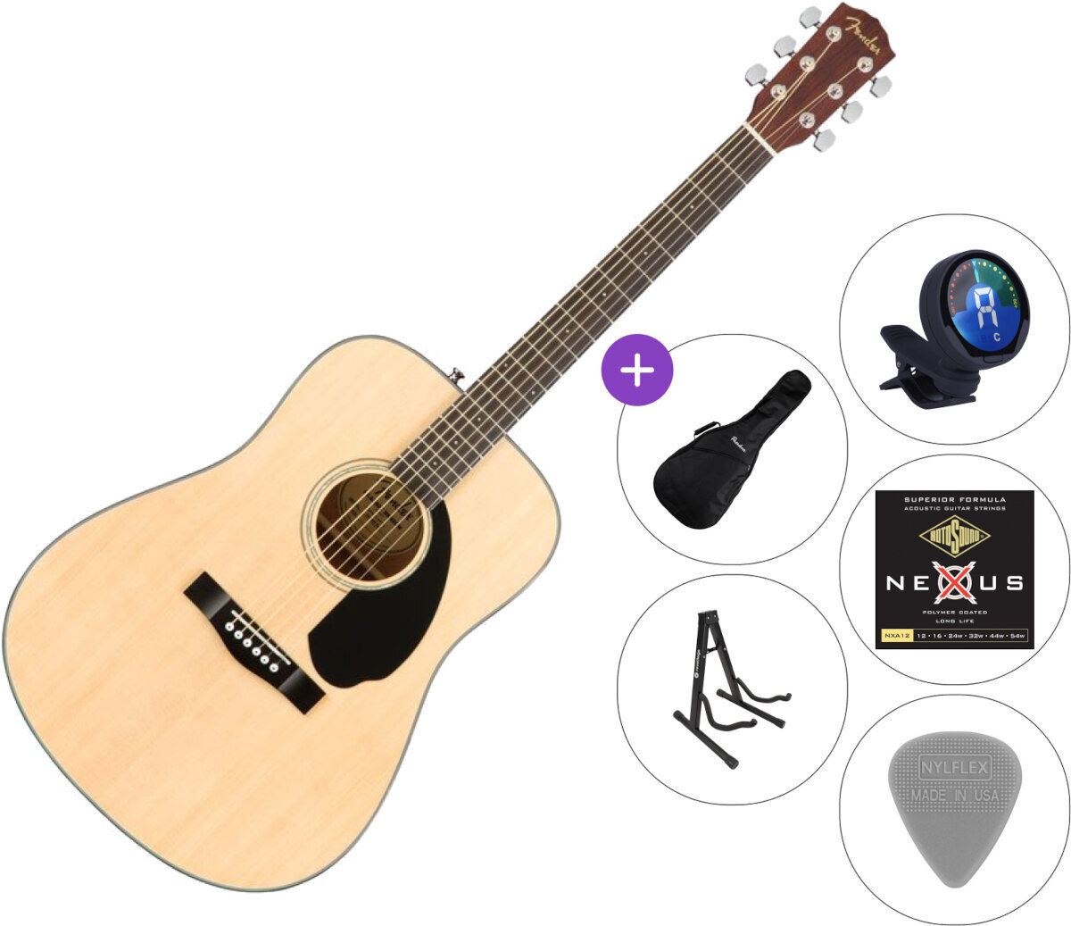 Akustická gitara Fender CD-60S WN SET 2 Natural Akustická gitara