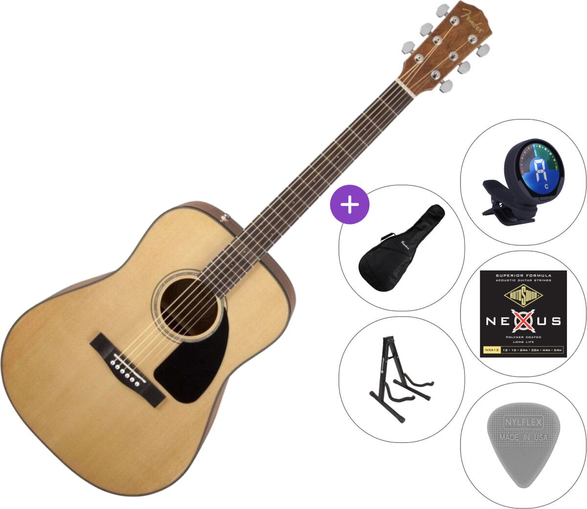 Akustická gitara Fender CD-60 V3 SET 2 Natural Akustická gitara