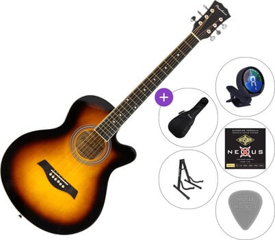 Guitare acoustique Jumbo Pasadena SG026C-38 SET 2 Vintage Sunburst Guitare acoustique Jumbo - 1