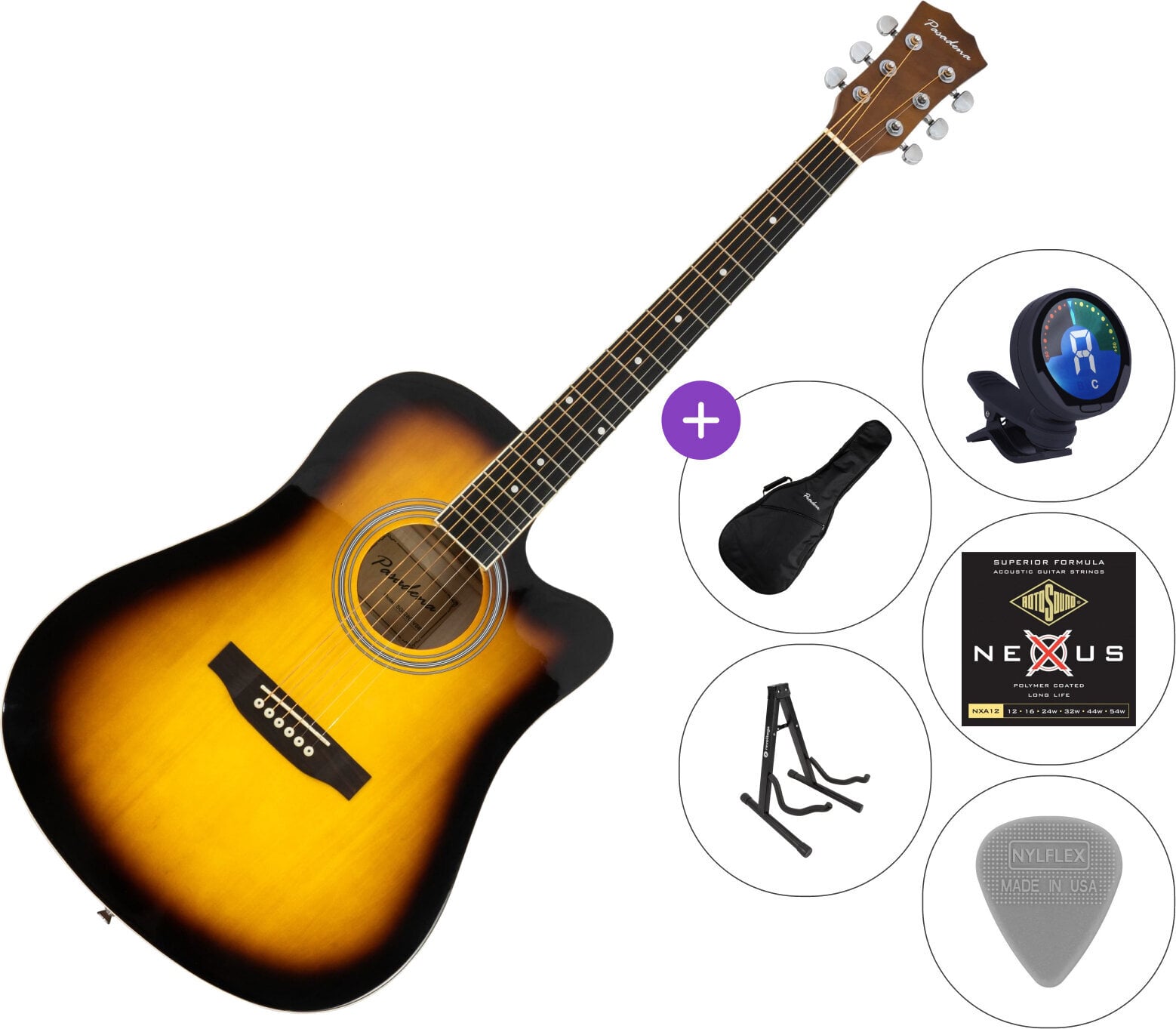 Akustická gitara Pasadena SG028C SET 2 Vintage Sunburst Akustická gitara