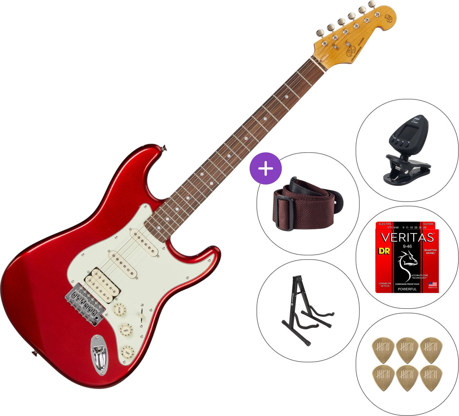 Električna kitara SX SST62+ /HSS SET 3 Candy Apple Red Električna kitara