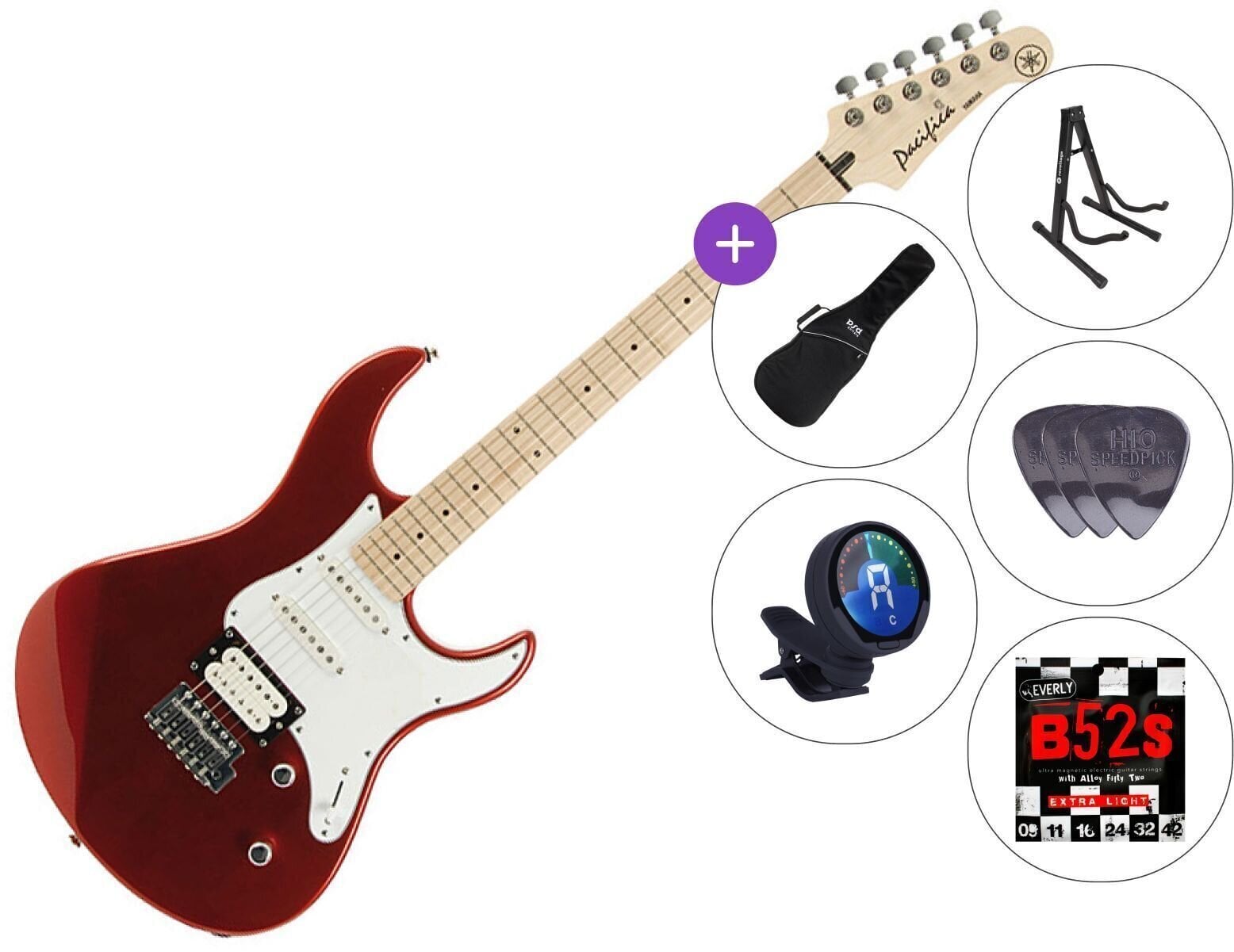 Electric guitar Yamaha Pacifica 112 VM SET 3 Red Metallic Electric guitar