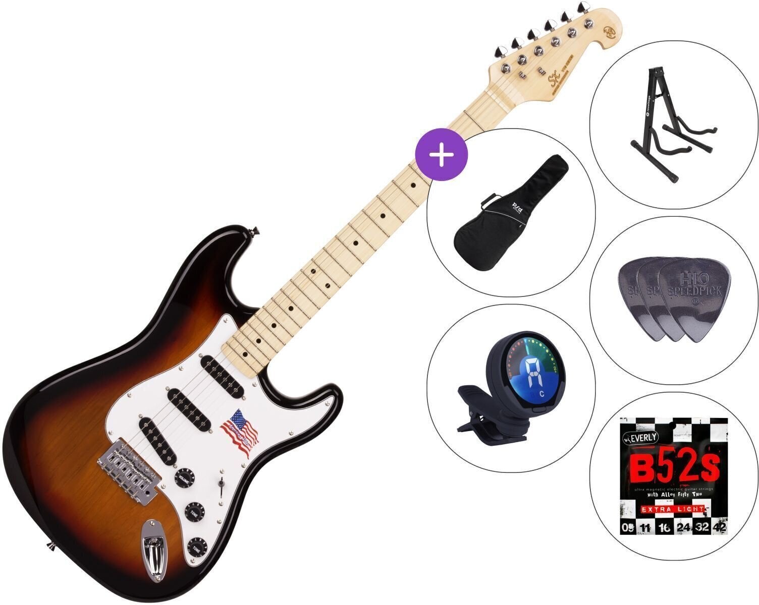 Guitarra eléctrica SX SST ALDER SET 3 3-Tone Sunburst Guitarra eléctrica