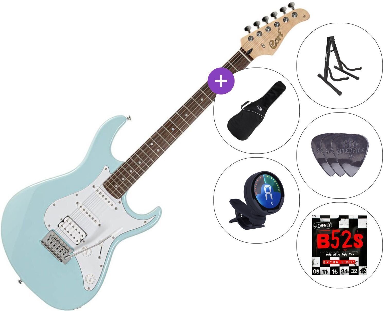 Guitarra eléctrica Cort G200 SET 3 Sky Blue Guitarra eléctrica