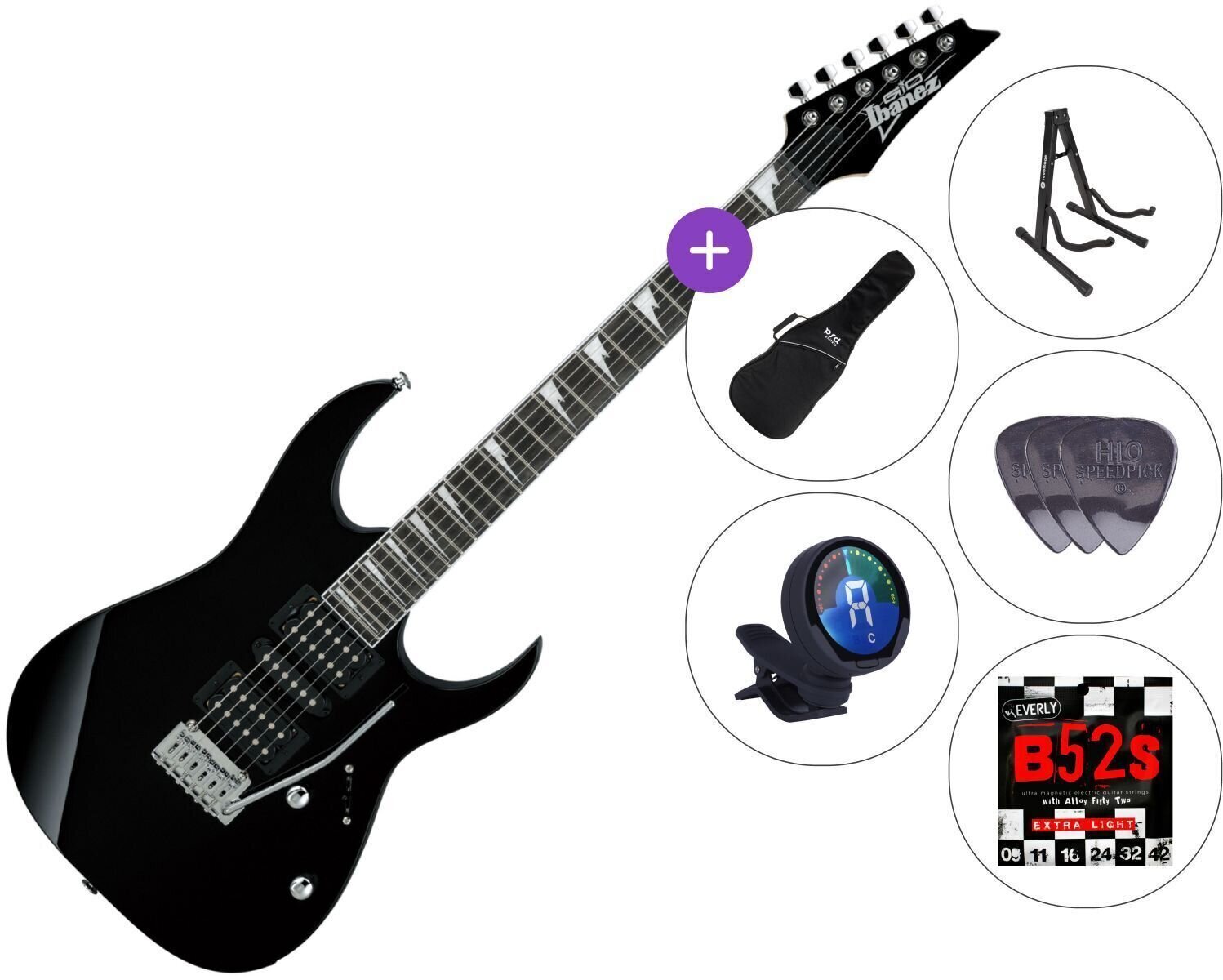 Električna gitara Ibanez GRG170DX-BKN SET 3 Black Night Električna gitara
