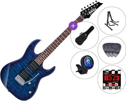 Elektrická gitara Ibanez GRX70QA-TBB SET 3 Transparent Blue Burst Elektrická gitara - 1