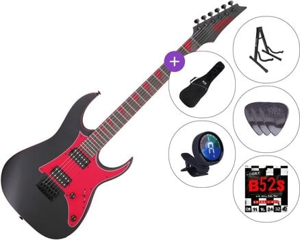 Electric guitar Ibanez GRG131DX-BKF SET 3 Black Flat Electric guitar - 1