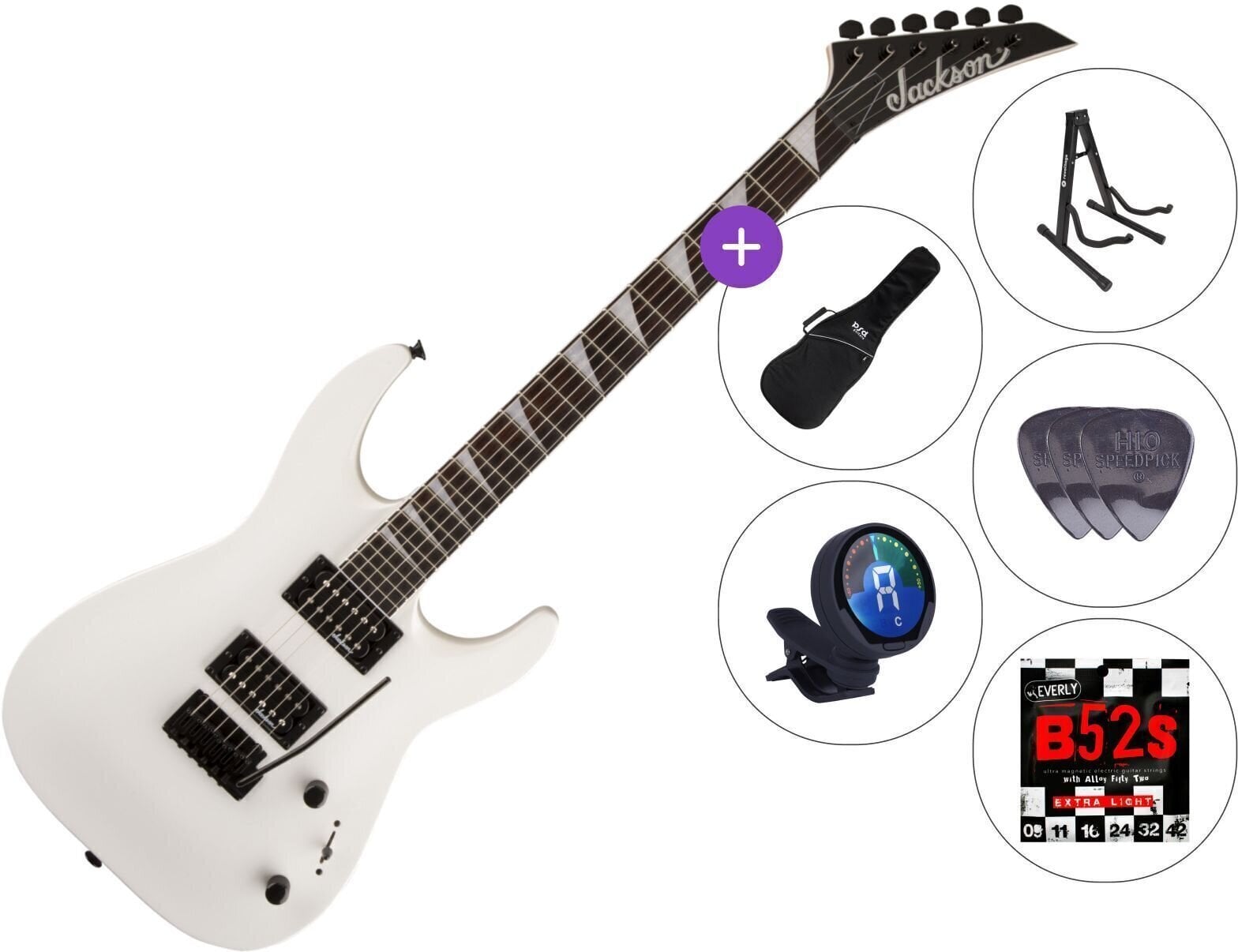 Electric guitar Jackson JS22 DKA Dinky AH SET 3 Snow White Electric guitar