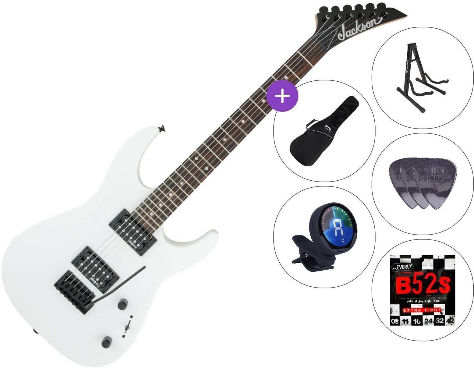 Electric guitar Jackson JS11 Dinky AH SET 3 Snow White Electric guitar