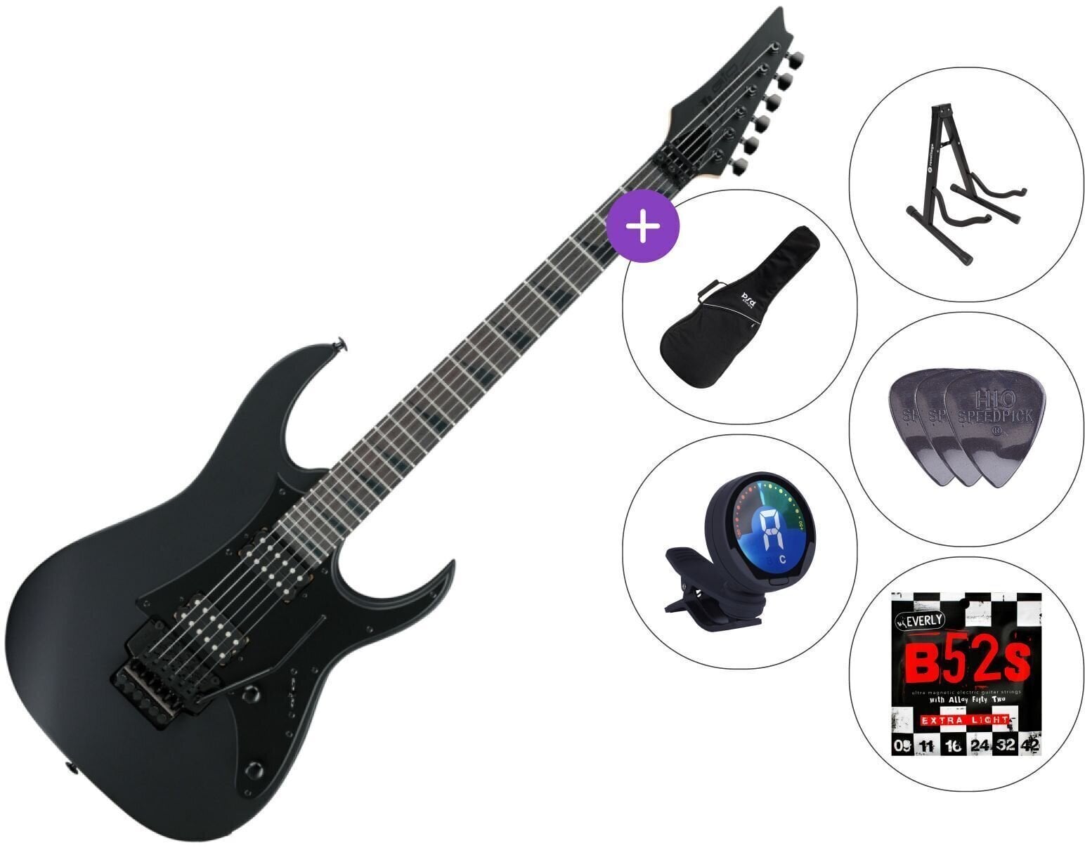 Electric guitar Ibanez GRGR330EX-BKF SET 3 Black Flat Electric guitar