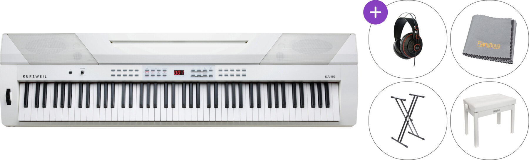 Digitaal stagepiano Kurzweil KA90 WH Deluxe SET Digitaal stagepiano White