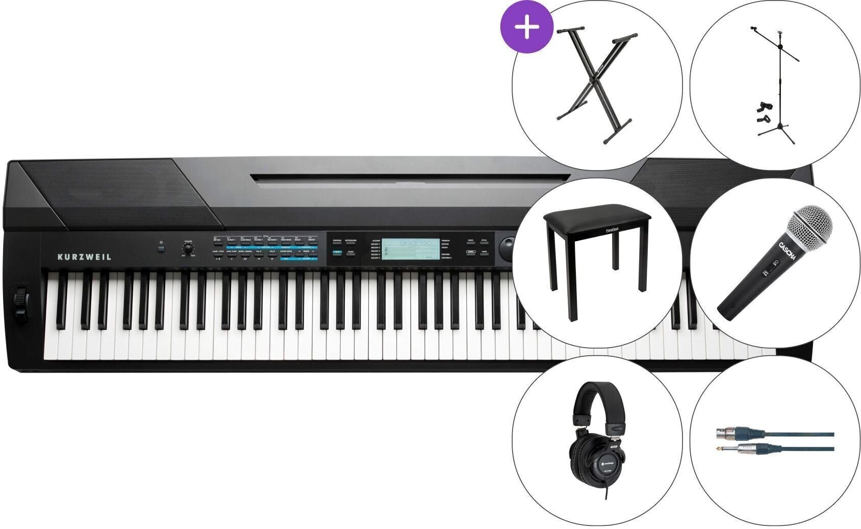 Digital Stage Piano Kurzweil KA120 SET 2 Digital Stage Piano Black