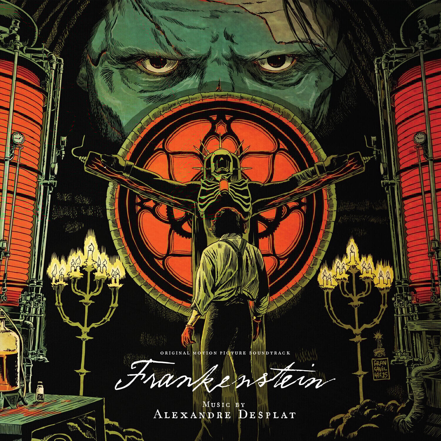Disco de vinilo Original Soundtrack - Alexandre Desplat: Frankenstein (Red/White Splatter Coloured) (140 g) (2 LP)