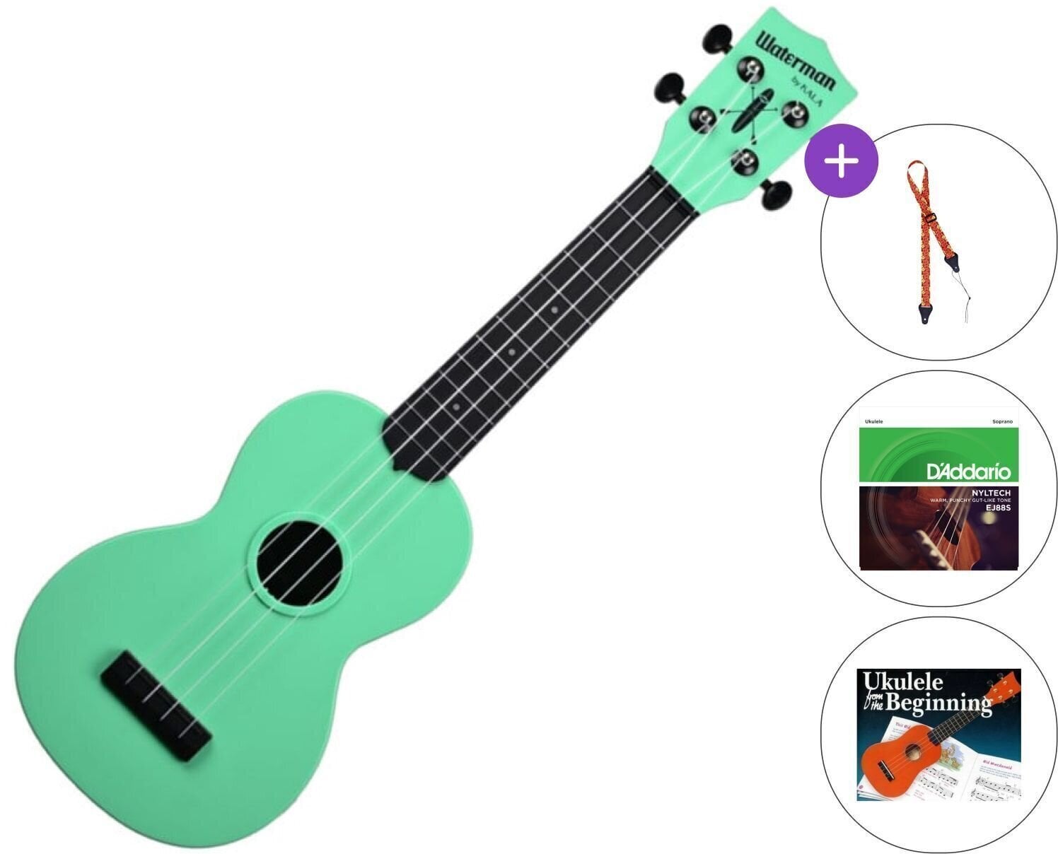 Soprano ukulele Kala Waterman SET Sea Foam Green Soprano ukulele
