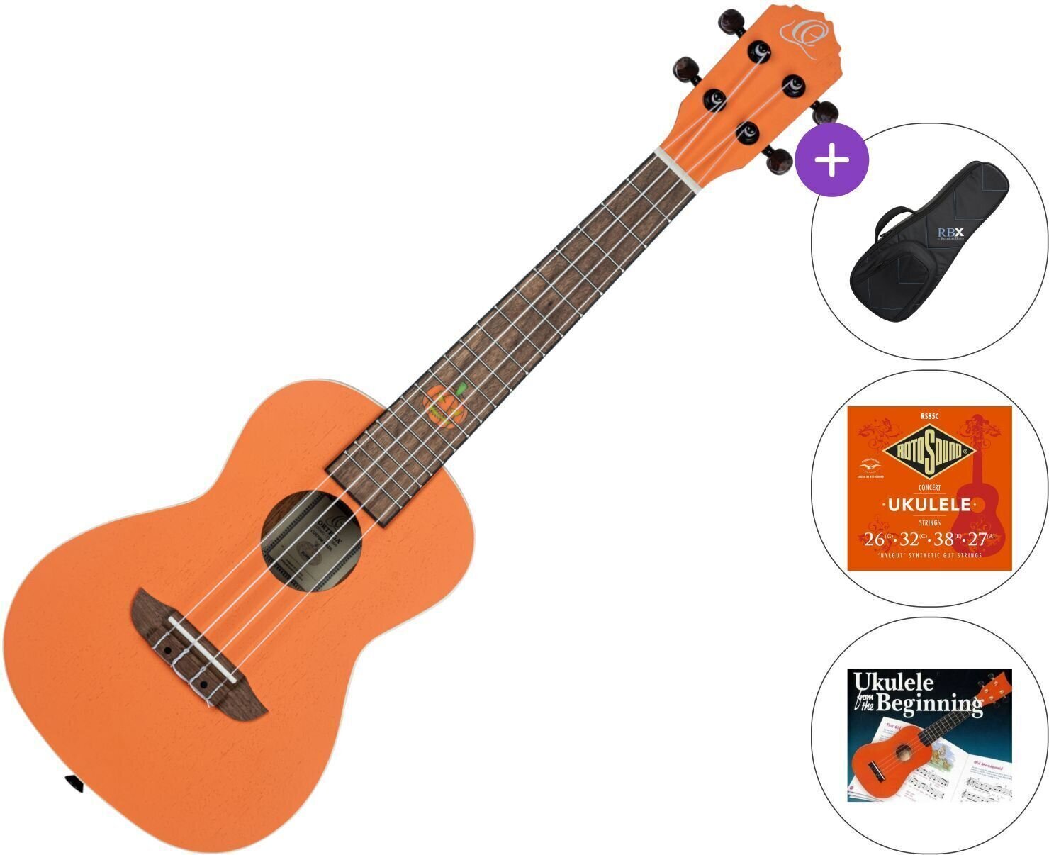 Konzert-Ukulele Ortega Halloween Edition SET Pumpkin Orange Konzert-Ukulele