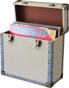 Veske/etui til LP-plater Steepletone 12 Inch Vinyl Record Storage Box Cream Fabric and Grey Faux Leather Trim - 1