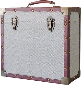 LP plokštelių krepšys / dėklas Steepletone 12 Inch Vinyl Record Storage Box Grey Fabric and Faux Leather Trim - 1
