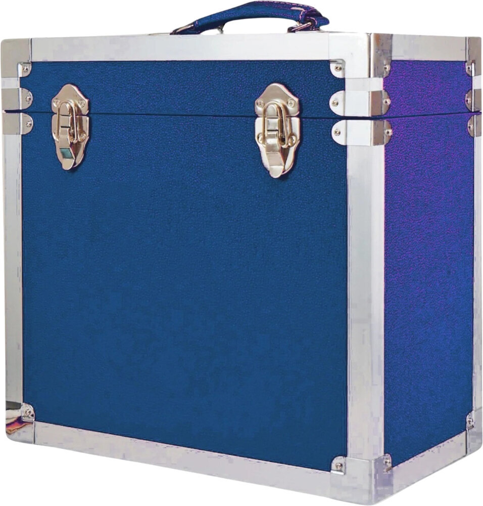 Veske/etui til LP-plater Steepletone 12 Inch Vinyl Record Storage Box Navy Blue and Metal Trim