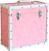 LP plokštelių krepšys / dėklas Steepletone 12 Inch Vinyl Record Storage Box Pink and White Faux Leather Trim