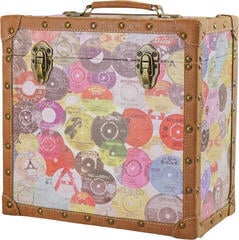 Veske/etui til LP-plater Steepletone 12 Inch Vinyl Record Storage Box Retro Print and Faux Leather Trim