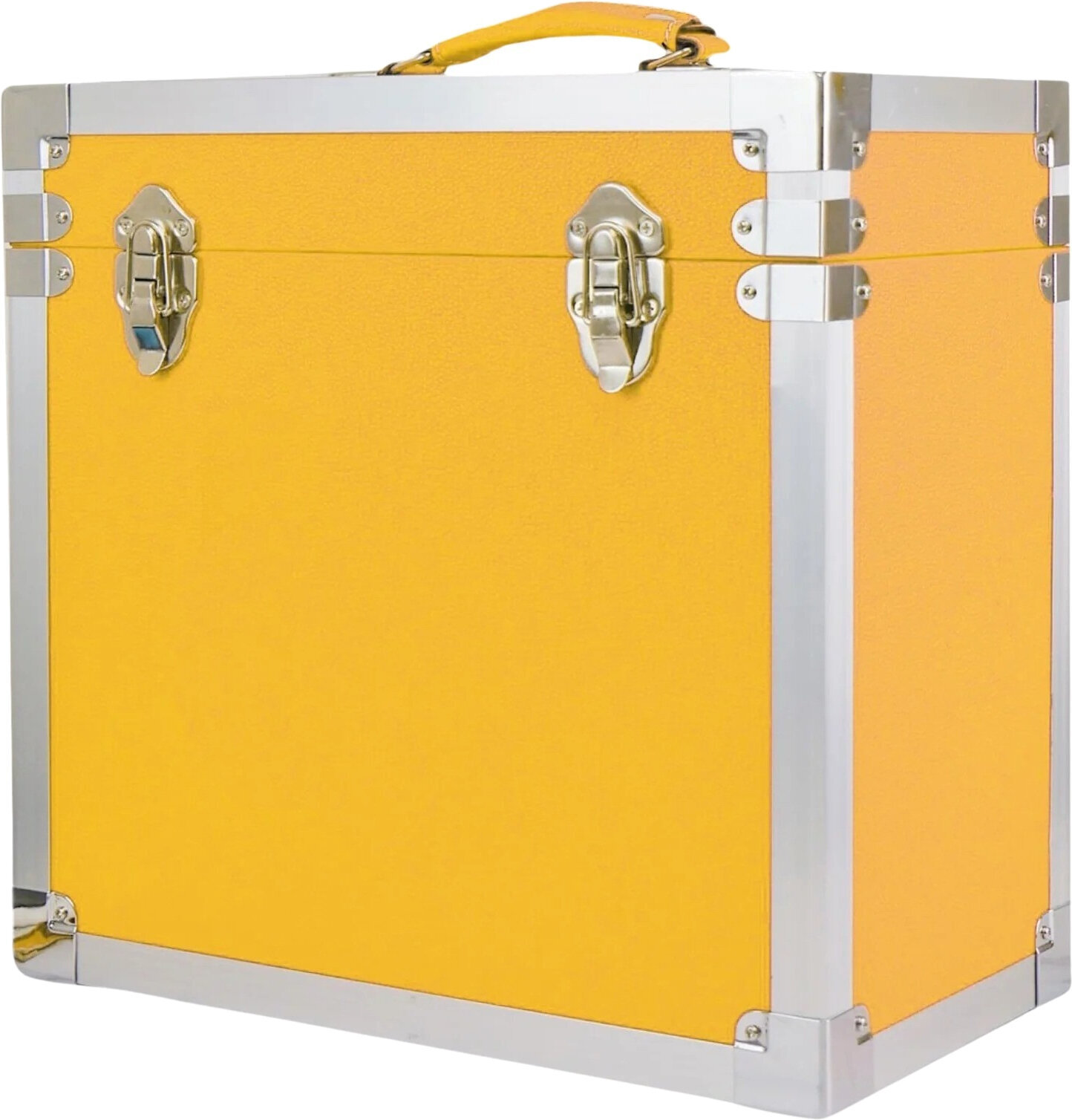 Veske/etui til LP-plater Steepletone 12 Inch Vinyl Record Storage Box Yellow and Metal Trim