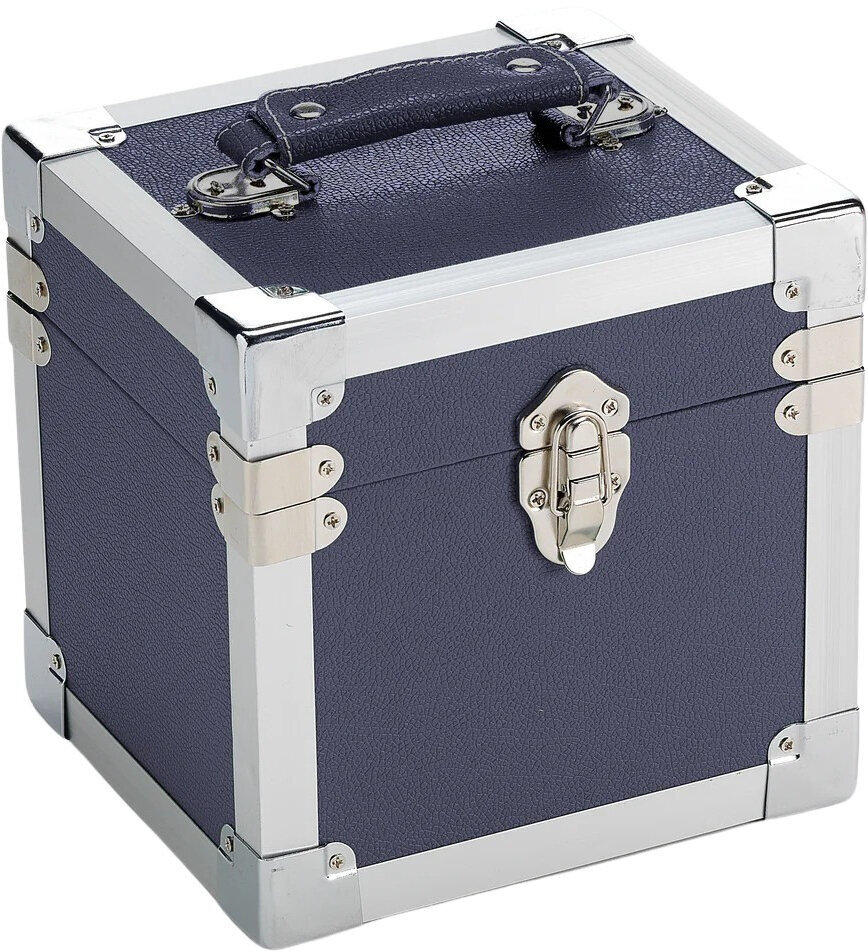 Veske/etui til LP-plater Steepletone 7 Inch Vinyl Record Storage Box Navy Blue and Metal Trim