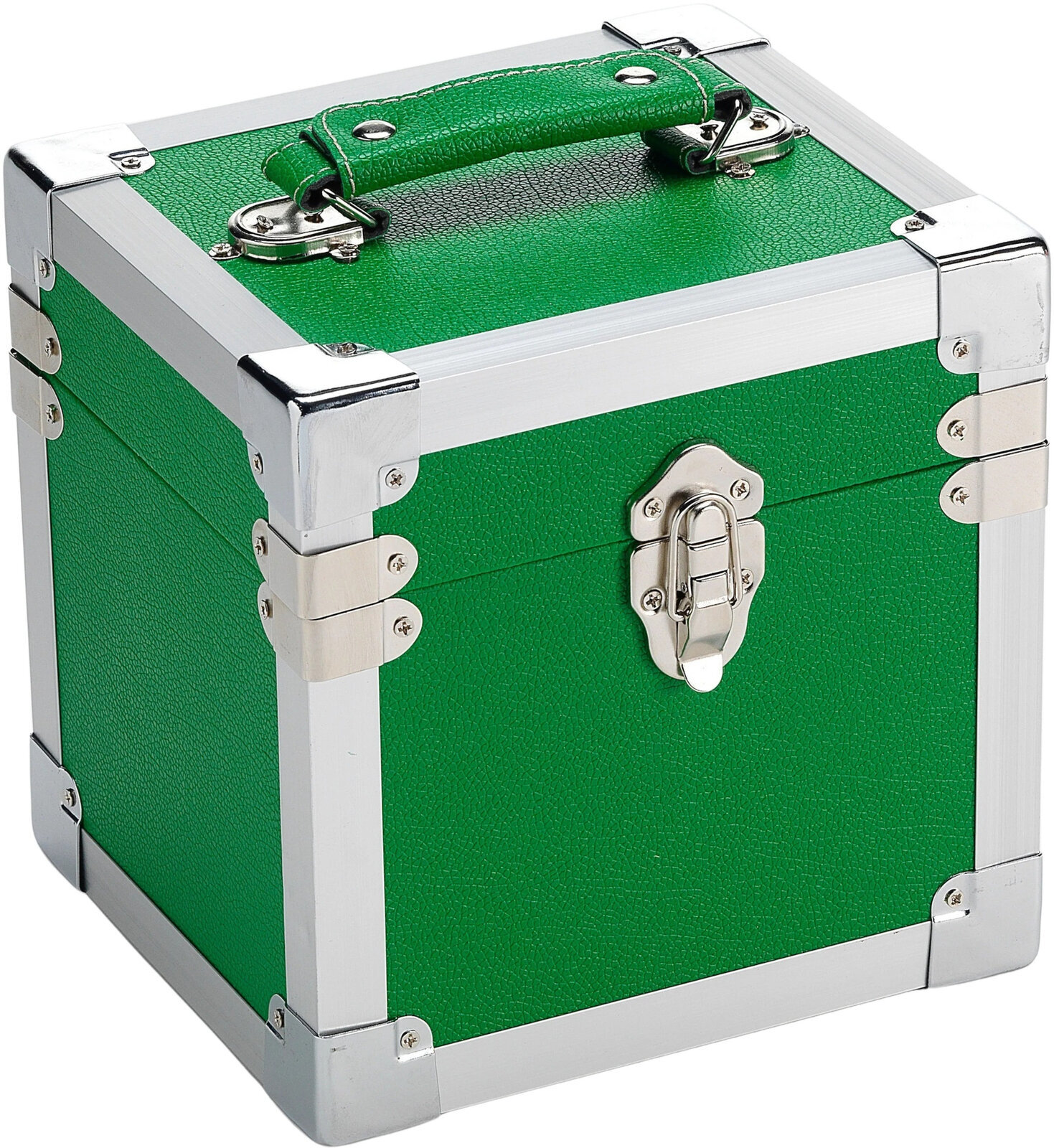 Veske/etui til LP-plater Steepletone 7 Inch Vinyl Record Storage Box Green and Metal Trim