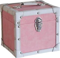 Veske/etui til LP-plater Steepletone 7 Inch Vinyl Record Storage Box Pink and White Faux Leather Trim