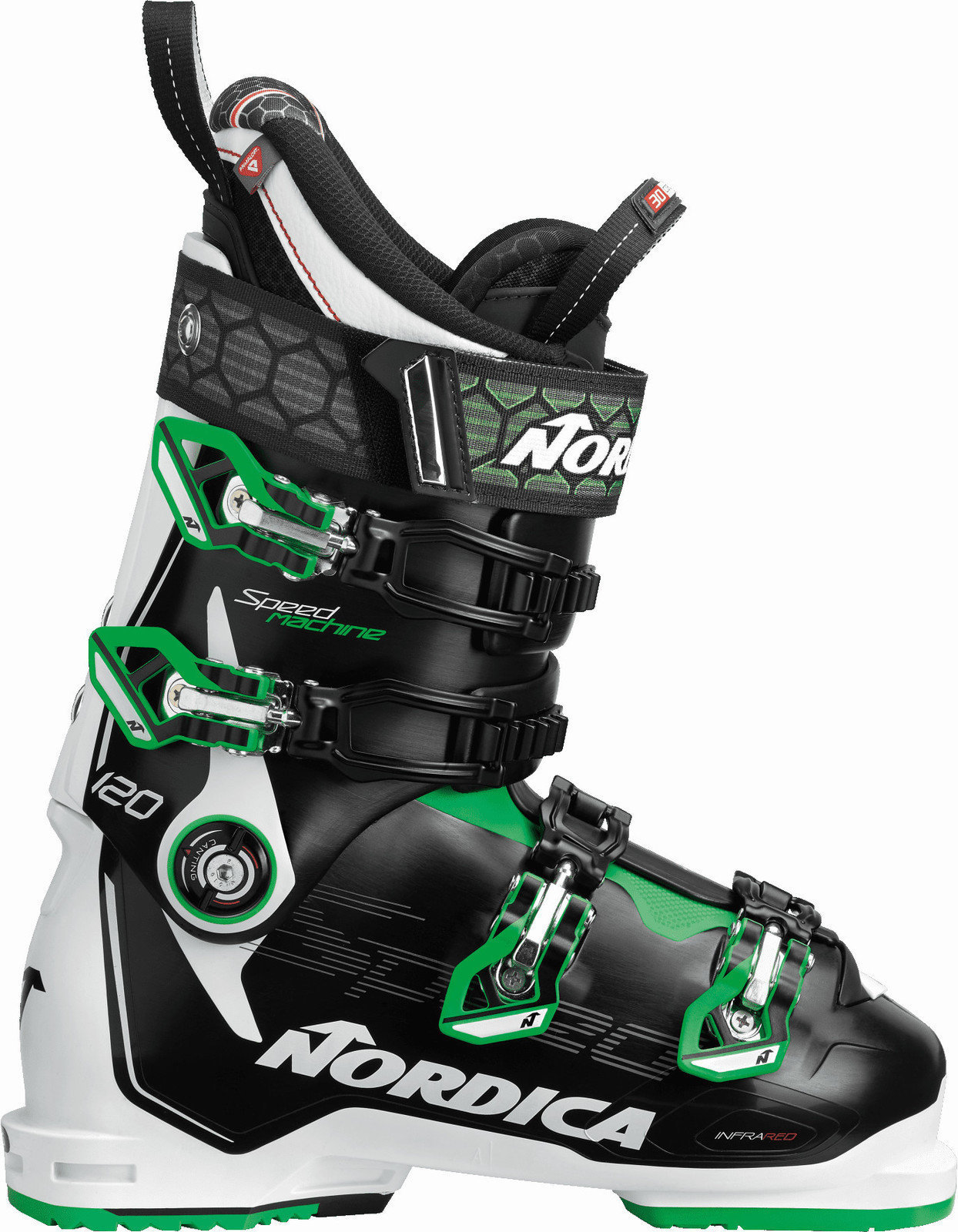 Cipele za alpsko skijanje Nordica Speedmachine Black/White/Green 280 Cipele za alpsko skijanje