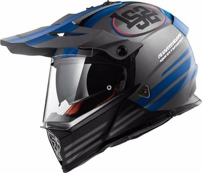 Helmet LS2 MX436 Pioneer Quarterback Matt Titanium Blue L - 1