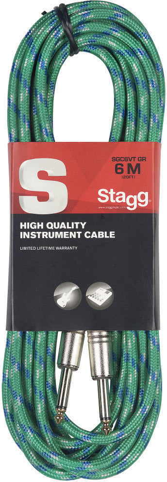 Nástrojový kabel Stagg SGC6VT Zelená 6 m Rovný - Rovný