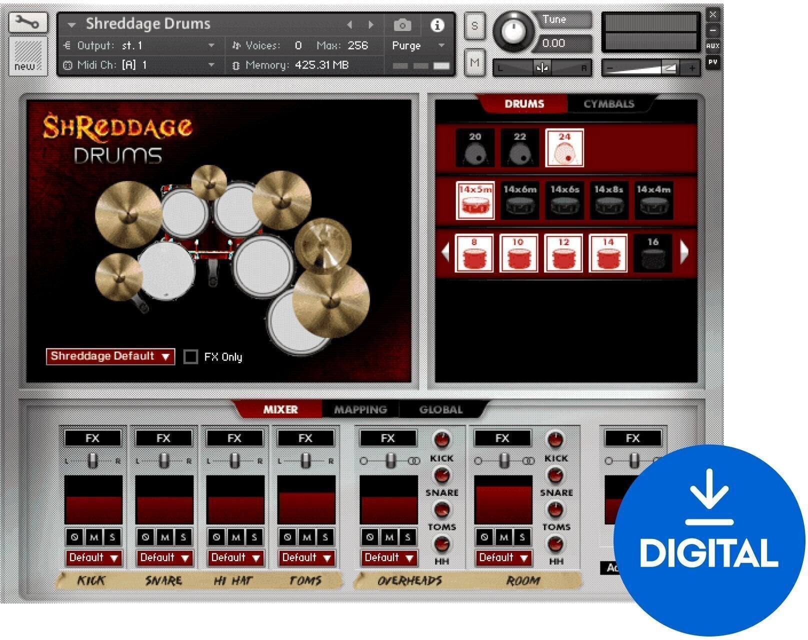 Sampling/ljudbibliotek Impact Soundworks Shreddage Drums (Digital produkt)
