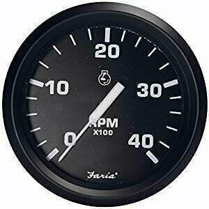 Faria Tachometer 0-4000 RPM diesel - Black