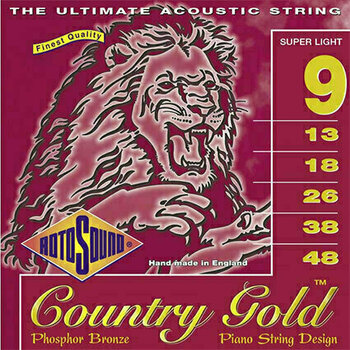 Strune za akustično kitaro Rotosound CG9 Country Gold Super Light - 1